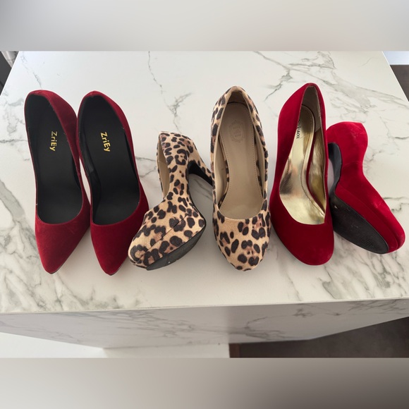 unbranded Shoes - Women’s High Heel LOT (3) Red and Leopard Print Stiletto